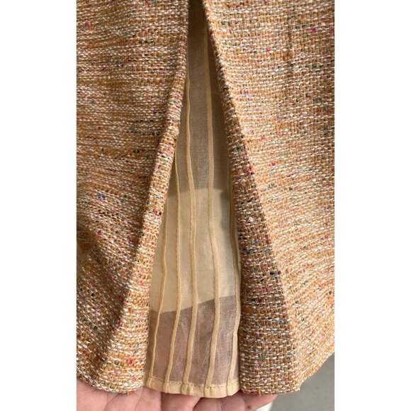 Kay Unger Classic sheath dress size 10 tweed silk lined godets sleeveless orange - Picture 4 of 11